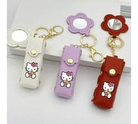 Shein Bolsa de cosméticos de Hello Kitty de Sanrio - Estuche para lápiz labial con estampado floral lindo y monedero con broche dorado, organizador portátil