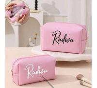 Shein Bolsa de cosméticos personalizada con nombre - Bolsa de maquillaje personalizada, bolsa de aseo, bolsa para dama de honor con mes de nacimiento, regal