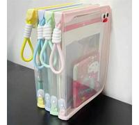 Shein Bolsa de Documentos Transparente A4 Macaron, Portapapeles de Gran Capacidad con Cremallera, Bolsa de Almacenamiento Impermeable Reforzada para Estudia