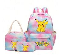 Shein Bolsa de lápices 3D de Pikachu Pokémon, mochila, bolso de hombro. Conjunto de 3 piezas de bolso infantil con Pikachu y cielo estrellado para la escuel
