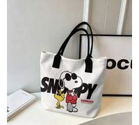 Shein Bolsa de lona con Snoopy y Woodstock de Peanuts EST. 1950, bolso de hombro blanco para uso diario