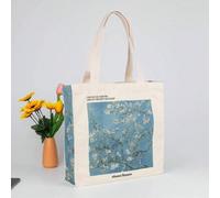 Shein Bolsa De Lona De Arte De Pintura Al Óleo De Almendro Flor Van Gogh Para Mujeres, Bolsa De Compras Reutilizable Plegable De Gran Capacidad Para La Escu