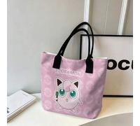 Shein Bolsa de lona Pokémon, base rosa con estampado de Poké Ball en toda la superficie, gráfico de Jigglypuff en el frente, bolso de hombro reutilizable pa