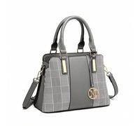 Shein Bolsa de mano de cuadros para mujeres con correa - Bolsa elegante estructurada de cuero PU con asa superior, bolso bandolero para trabajo, oficina, us
