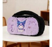 Shein Bolsa de maquillaje con brillo de Kuromi de Sanrio Miniso para fiesta, estuche de cosméticos organizador de Sanrio para niñas, neceser de viaje brilla
