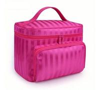 Shein Bolsa de maquillaje de gran capacidad, bolsa de tocador multifuncional con cremallera, organizador de cosméticos, estuche de maquillaje portátil, bols