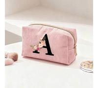 Shein Bolsa de maquillaje de pana rosa de la A a la Z - Regalo del Día de la Madre, Día de San Valentín, Regalo de Eid Al-Fitr, Vuelta al colegio, temporada