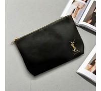 Shein Bolsa de maquillaje minimalista, elegante y clásica de edición limitada de Saint Laurent en negro (portátil y compacta), con un exterior de alta calid