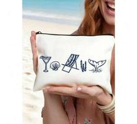 Shein Bolsa de maquillaje personalizada con diseño de la - Personalizada con el nombre "Last Toast Of The Coast", bolsa de cosméticos reutilizable con diseñ