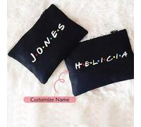 Shein Bolsa de maquillaje personalizada con nombre personalizado, tema de amigas, regalo de cumpleaños, fiesta de ducha nupcial, despedida de soltera, novia