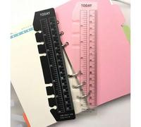 Shein Bolsa de plástico negra/transparente para marcadores con buscador de páginas y regla, se ajusta a cuaderno de 6 anillos tamaño A6, reglas, vuelta al c