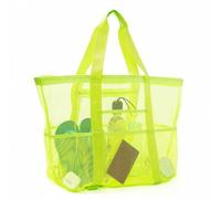 Shein Bolsa de playa de malla de poliéster hueca, bolsa de lavandería de gran capacidad para viajes, bolsa de almacenamiento para natación, bolsa de playa m