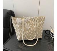 Shein Bolsa de playa grande de capacidad con trenza de encaje de ratán, nueva moda 2025 para mujer de hombro/debajo del brazo/bolso casual