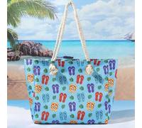 Shein Bolsa de playa grande para mujer, impermeable, resistente a la arena y con cremallera, ideal para piscina.