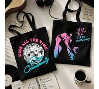 Shein Bolsa de tela Kiss All The Time H.Arry S.Tyles, Bolsa de lona HS4 Disco Occasionally Fan, Regalo unisex para fans, Bolsa de regalo Harry StylesAAA Tou