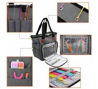 Shein Bolsa para hilo, tejido, bolsa para guardar ropa, bolsa portátil para guardar hilo, llevar proyectos, agujas de tejer, ganchos de crochet, manuales y