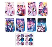 Shein Bolsas de regalo con tema de cazador de demonios de K-POP, bolsas de regalo de papel de alta calidad adecuadas para cumpleaños, bodas, graduaciones, b