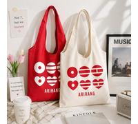 Shein Bolsas de tela estilo minimalista coreano ARIRANG, impresas por ambos lados con retratos de RM, JIN, SU/GA, J-HOPE, JIMIN, V, JUNG/KOOK y el grupo ARI