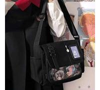 Shein Bolsas escolares estilo japonés Harajuku Y2K para adolescentes mujeres, nuevas en 2024. Bolso bandolera transparente Ita Bag con placa para exhibir in