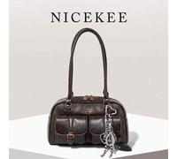 Shein Bolso almohada con colgante de nudo de pan New Wave y múltiples bolsillos, bolso de axila de color Maillard de moda, versátil para desplazamientos dia