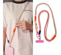 Shein Bolso bandolera con cordón para teléfono, Bolso bandolera de viaje de moda al aire libre con correa trenzada de cadena de color contrastante, Correa p