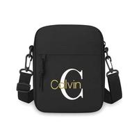Shein Bolso bandolera con estampado Calvin, unisex - Correa ajustable, cierre con cremallera - Tela Oxford, bolsa de viaje y teléfono compacta, diseño único