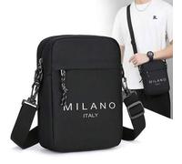 Shein Bolso bandolera de lona pequeño para hombre con bolsillo frontal con cremallera, bolso de hombro casual con estampado minimalista Milano, adecuado par