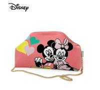 Shein Bolso bandolera de punto con diseño de Mickey y Minnie de Disney, cadena desmontable, embrague de dibujos animados de moda, bolso de playa versátil, b