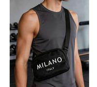 Shein Bolso bandolera mini con estampado de Milán Italia, bolso de cintura con correa ajustable y patrón italiano, bolso pequeño de cadera de nailon, bolso
