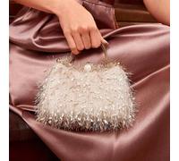 Shein Bolso Con Asa Superior Decorado Con Plumas Y Rhinestone, Peludo, Elegante, Lujoso, Glamoroso Y Exquisito Para Niñas, Mujeres, Estudiantes Universitari