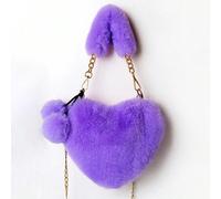 Shein Bolso con forma de corazón de peluche, bolso de hombro con cadena lindo y elegante con forma de corazón de peluche para mujer, monedero y bolso de hom