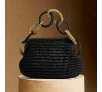 Shein Bolso cruzado de mujer trenzado de paja con cadena con flecos y correas para el hombro. Bolso de playa tejido a mano/billetera. Esencial para vacacion