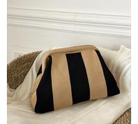 Shein Bolso de embrague con patrón de ganchillo para mujer, bolsa cosmética, bolso de mano con rayas geométricas, para compras, viajes, vacaciones, dormitor
