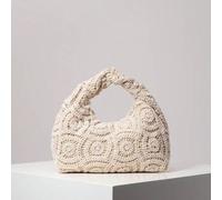 Shein Bolso de ganchillo con diseño floral calado, bolsos de playa bohemios para mujer, bolso plegado de estilo premium, billetera casual de vacaciones, art