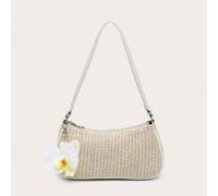 Shein Bolso de hombro casual tejido para mujer, ligero, de estilo relajado y de moda para la playa y vacaciones, con colgante decorativo de mariposa, adecua