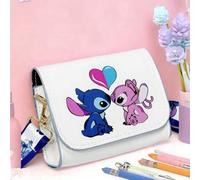 Shein Bolso de hombro con diseño de Stitch de Disney, bolso cruzado cuadrado mini con estampado de dibujos animados, monedero de moda para niños y niñas par
