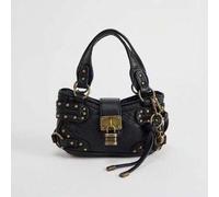 Shein Bolso de hombro con remaches para mujer, estilo Y2K Hot Girl, bolso lavado, estilo callejero, bolso de mano con asa superior, bolso bandolera con corr