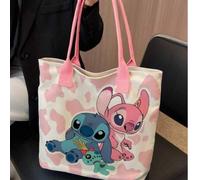 Shein Bolso de hombro con zancos de Disney, serie Pluto beige, bolso de lona con estampado de dibujos animados simple y elegante, bolso de tela portátil par