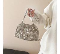 Shein Bolso de hombro/cruzado elegante de diseño único, de gran tamaño, con cuentas entretejidas hechas a mano con un diseño hueco