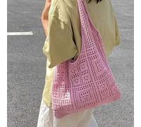 Shein Bolso de hombro de gran capacidad bohemio de punto para mujer, vacaciones en la playa, bolso de playa, viajes de ocio, viajes de verano, compras, desp
