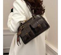 Shein Bolso de hombro de mujer de gran capacidad, de unicolor, de piel sintética, con varios bolsillos y decoración de Charm (el Charm decorativo puede vari