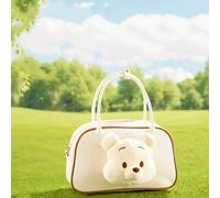 Shein Bolso de hombro de Winnie the Pooh de MINISO, bolso de mano con diseño de dibujos animados reversible, de gran capacidad, de PU, bolso cruzado de moda