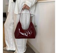 Shein Bolso de hombro en forma de media luna de estilo coreano con acabado de laca roja y, bolso de mano de señora, bolso de estilo elegante debajo del braz