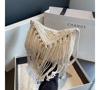 Shein Bolso de hombro pequeño tejido a mano para mujer, nuevo bolso cruzado tejido, estilo de nicho de playa, versátil, bolso sobre cuadrado, elegante, de m