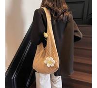 Shein Bolso de hombro tejido, nuevo bolso de playa casual de vacaciones, bolso de mano de ganchillo tejido, bolso de proyecto estudiantil de vuelta a la esc