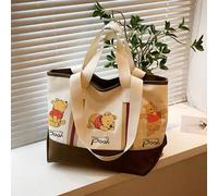 Shein Bolso de lona con diseño de Winnie the Pooh retro, bolso de compras versátil de gran capacidad, diseño dulce y lindo, regalo de cumpleaños, regalo de