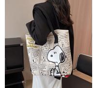 Shein Bolso de lona con estampado oficial de Snoopy, bandolera de gran capacidad, multibolsillos y apto para portátil de 14 pulgadas, tela resistente y cómo