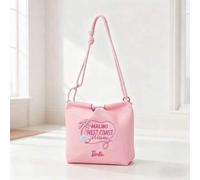 Shein Bolso de lona tipo tote de la serie Barbie Ocean de color rosa, de material de lona con bordado y correa de nudo con cordón con diseño de tema oceánic