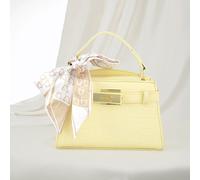Shein Bolso de mano con estampado de cocodrilo amarillo, asa superior y bolso cruzado de hombro de moda para mujer, último modelo