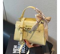 Shein Bolso de mano con estampado de cocodrilo amarillo, asa superior y bolso cruzado de hombro de moda para mujer, último modelo